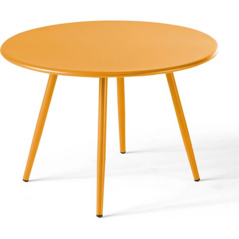 Table basse de jardin ronde en métal jaune 50 cm - Palavas