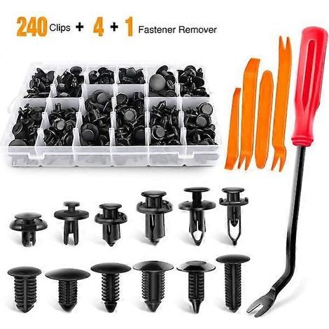HONORNIC - Kit de 240 rivets à bouton-poussoir, jeu de rivets à bouton-poussoir de taille standard pour l'automobile. (1/5)