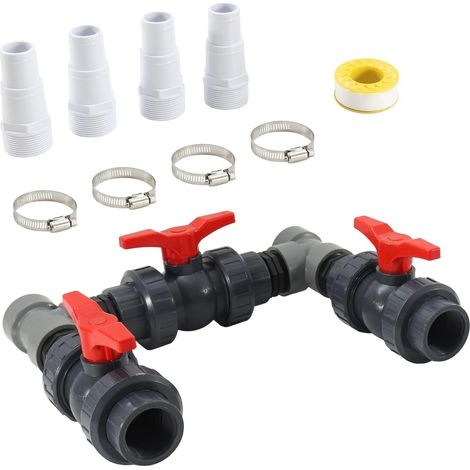 Bypass Piscine, Ensemble de Bypass Raccord Pompe a Chaleur Piscine, Kit de Raccordement by Pass Chauffage Système pour Pompe à Chaleur, avec Tuyaux de 32-38 mm (1/5)