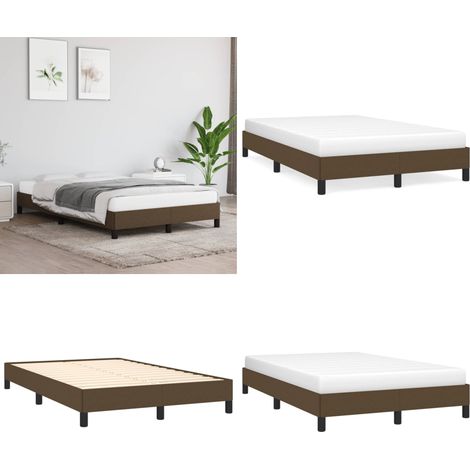 Bettgestell ohne Matratze Dunkelbraun 120x190 cm Stoff - Bettrahmen - Doppelbett - Lattenrost - Massivholzbette - Holzbetten - Home & Living (1/5)
