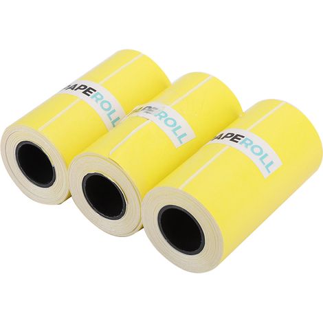 3 feuilles de papier thermique autocollantes imperméables, anti-friction et anti-huile de 56 mm pour imprimante Peripage (jaune) (1/5)
