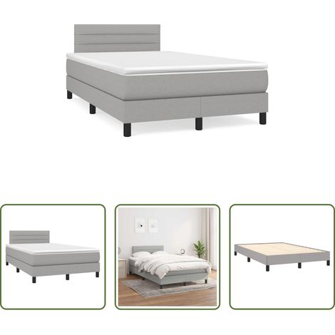 Matratze - Boxspringbett mit Matratze Hellgrau 120x190 cm Stoff (1/5)