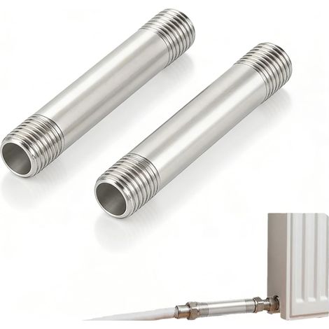 2 pièces 100mm, Raccords de tuyauterie en Acier Inoxydable 304, Mamelon mâle 1/2" x 1/2", Tuyau coulé pour systèmes de plomberie industrielle et résidentielle (1/5)