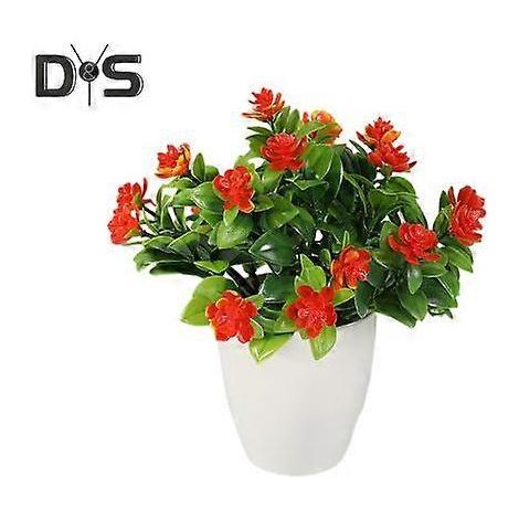Rosier artificiel Bonsaï en pleine floraison, élégant et durable, 18 fleurs, imitation rose théorange (1/5)