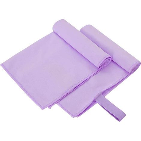 Serviettes de sport, lot de 2, violettes, 50 x 30 cm, polyester et polyamide (1/5)