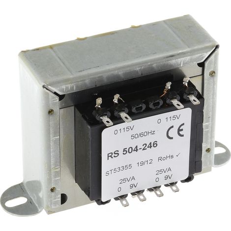 Transformateur à montage sur châssis, Vin 115V ac, 230V ac, Vout 9V c.a., 2 sorties, 50VA ( Prix pour 1 )