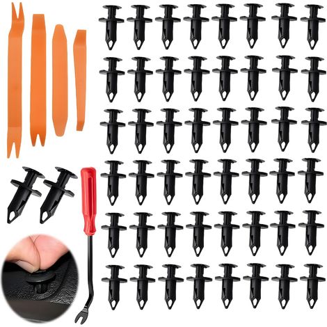 50 PCS Rivet Clips Plastique Voiture, Ensemble de Clips Fixation 6 Types Différents Pinces avec Outil Démontage Rivet Fixation Universel Auto pour Garniture Portière Pare-chocs Panneau Garde-boue (1/5)