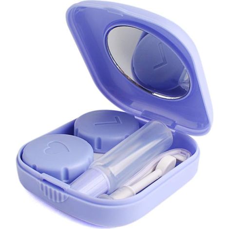 Étui à lentilles de contact miniature de poche, mignon et facile à transporter, avec miroir et rangement violet. (1/5)