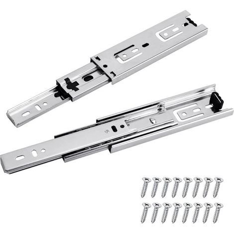 2 Pcs Coulisse Tiroir Argent, 150mm Glissières pour Tiroirs, 3Plis Glissière Téléscopique, Glissières de Tiroir à Extension Complète, Montage Latéral, Capacité de Charge Robuste de 45 KG (1/5)
