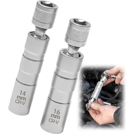 2 Pièces Bougie d'Allumage, Clé à Bougie, Outil de Démontage de Bougies, Cle a Bougie 14mm et 16mm, Clé à Bougie Douilles, pour Voitures (1/4)