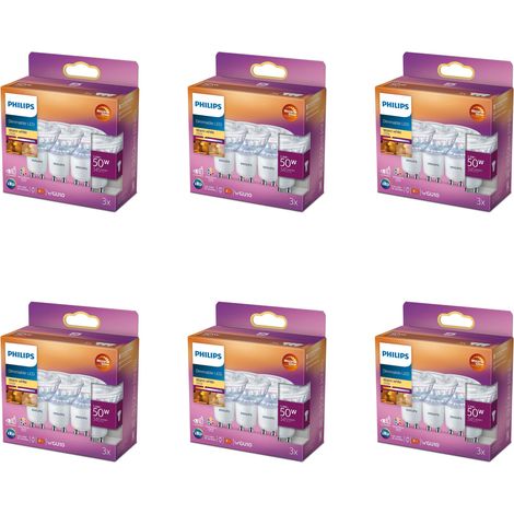 Philips Pacchetto vantaggio GU10 Lampadina Spot LED 50W Dimmerabile Luce Bianco calda - 18 pezzi (1/3)