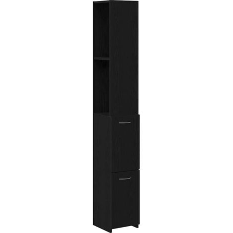 Cabinet de salle de bain avec porte Chêne noir 25 x 25 x 170 cm