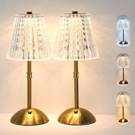 Lampe de table sans fil, rechargeable, alimentée par une batterie de 3600 mAh, petite lampe en cristal, idéale comme cadeau de décoration pour la chambre/cuisine/maison (style vintage). (1/3)