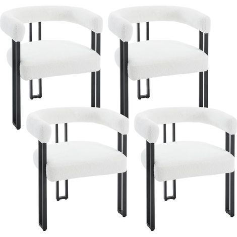 Woltu – Lot de 4 chaises de salle à manger en chenille douce – Pieds en métal – Capacité 150 kg – Design moderne et confortable – Dimensions 61.5x51.5x72 cm