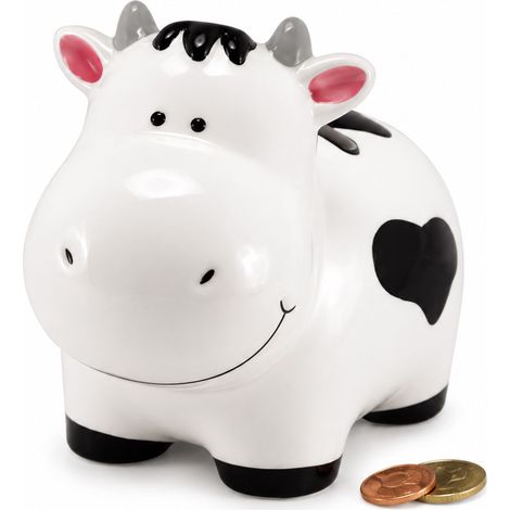 Tirelire vache en céramique avec bouchon (1/2)
