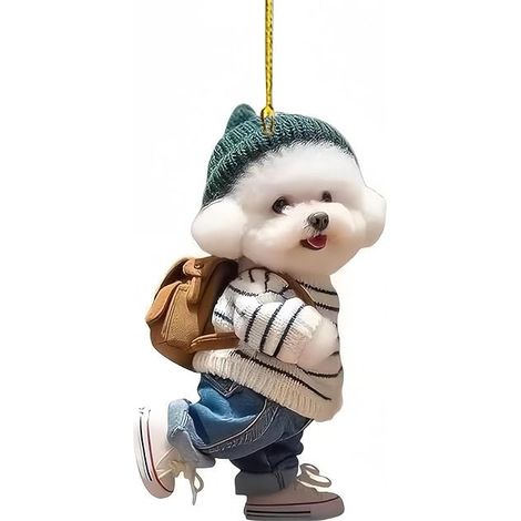 Pendentif de voiture et porte-clés sac à dos créatifs en acrylique en forme de chiot - Adorable motif de chien
