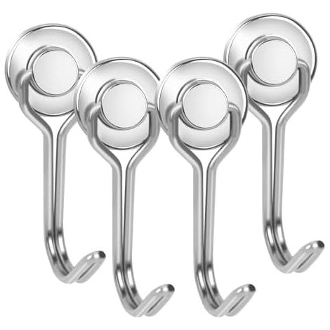 Crochets Magnétiques,Crochets Aimantés Magnétiques,4Pcs Aimant Crochet,Crochet Magnetique Frigo,Aimants Puissants Crochets,Crochets Magnétiques Extra Forts,Crochet Aimanté Puissant (Argent) Argent - (1/5)