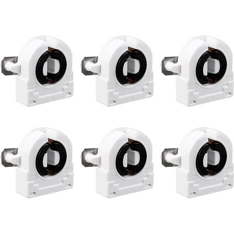 2A T8 LED Tube Douille x 6PCS Non Shunté Simple Tête Fluorescent Lampe Support G13 Base Lumière Douille pour LED Fluorescent Tube Rechanges, [Blanc] (1/5)