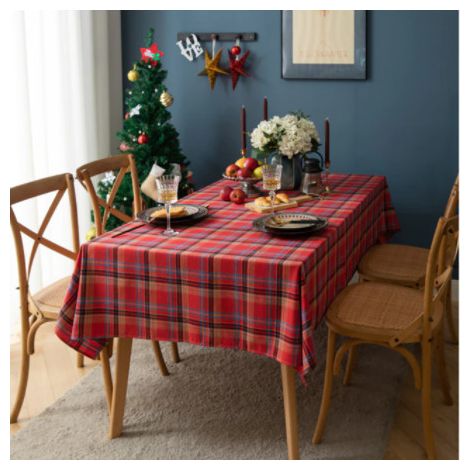 Weihnachtstischdecke, Weihnachtskarierte Tischdecke, Retro-Rechteck-Tischdecke, Baumwoll-Karierte Tischdecke, Dekorative Tischdecke für Weihnachtsfeiern (Rot, 100×140 cm)