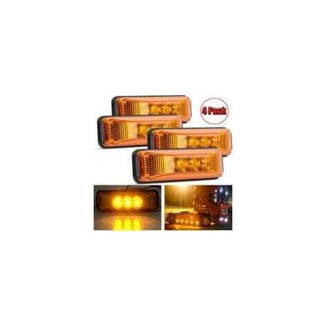 Adatto per un set di 4 luci di posizione anteriori, diametro 3,9 pollici, 3 luci LED ambra, impermeabili, montaggio a superficie, adatto per camion, rimorchi e camper, 12V.