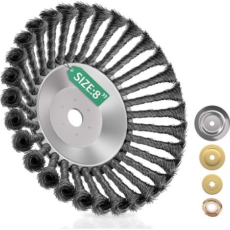 Brosse de désherbage pour débroussailleuse - Alésage de 25,4 mm - Brosse en acier - Brosse à herbes sauvages - Tête de rechange pour tondeuse à gazon - Élimination efficace des mauvaises herbes (1/5)