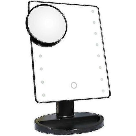 Miroir de maquillage de table à éclairage LED - Miroir de coiffeuse noir réglable avec éclairage lumineux (1/4)