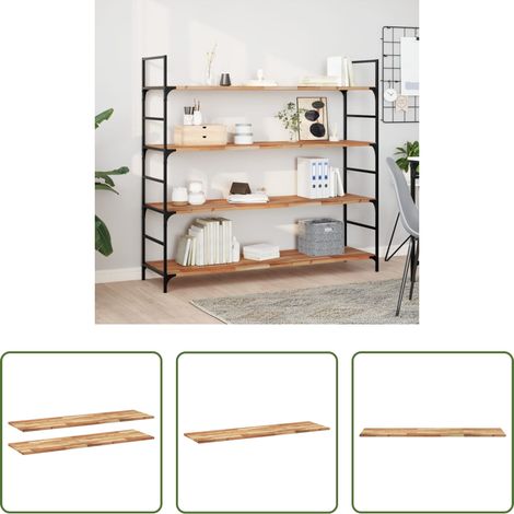 Bois d'acacia -  Étagères flottantes 2 pcs 120x40x2 cm acacia massif à l'huile (1/5)