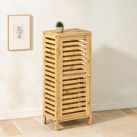 Meuble salle de bain en bambou naturel 30 x 19,9 x 70 cm 2 (1/5)