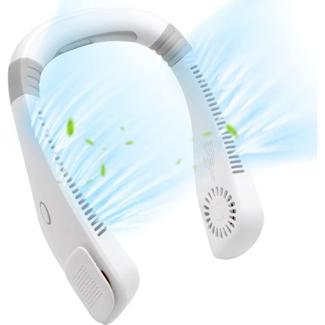 Ventilateur de cou portable, ventilateur mains libres pour appels, rechargeable par USB, batterie de 2000 mAh, 3 vitesses de ventilation pour la randonnée, la course à pied et la pêche.
