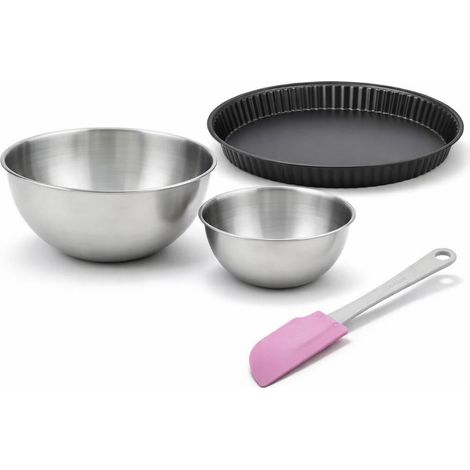 Set pâtisserie avec moule à quiche Lorraine 28 cm, 2 bols à mixer et 1 spatule Zenker (1/5)