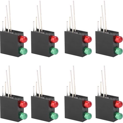 100 Stück LED-Kunststoffhalterung, zwei Löcher, schwarz, quadratisch, 90°-gebogener Sockel, mit roter und grüner Beleuchtung, 3 mm (1/5)