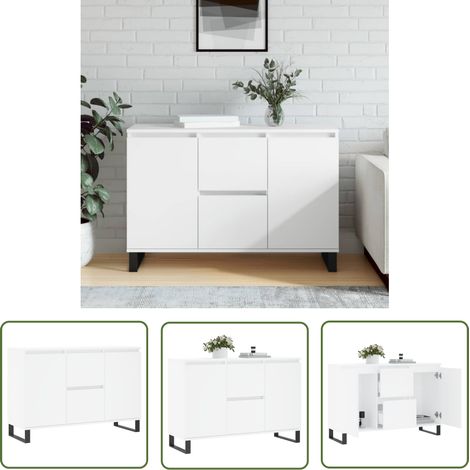 The Living Store Buffet blanc 104x35x70 cm bois d'ingénierie - Buffet - Armoire - Meuble De Rangement - Commode - Mobilier (1/5)
