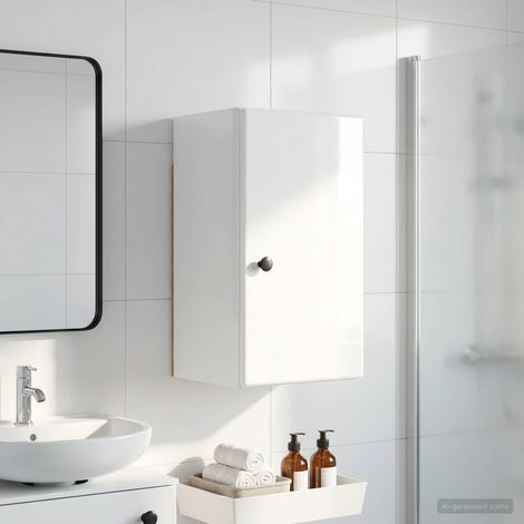 vidaXL Armario de pared para baño BREDA Blanco Brillante (1/5)