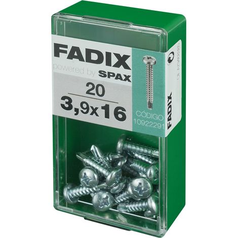 Caja de 20 unidades de tornillo de rosca chapa con cabeza redonda autotaladrante 3,9x16mm Fadix (1/2)