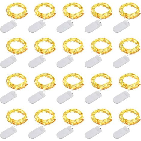 Lumière blanche chaude de 1 m/10 avec pile bouton, 20 lumières de bouton LED, adaptée à la décoration de boîte-cadeau, lumières de décoration de gâteau (1/5)