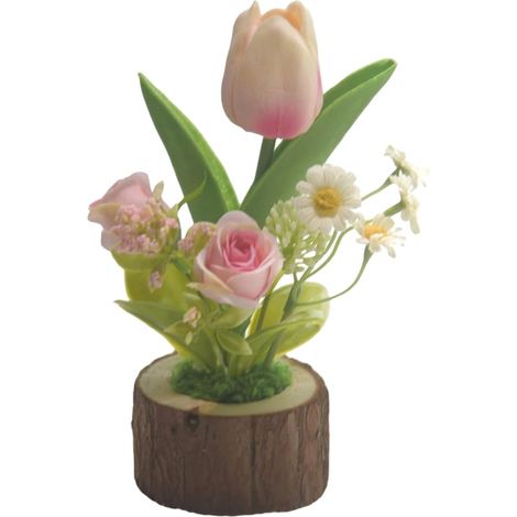Arrangement de en Pot, Tulipes artificielles, Florales décoratives, centres de Table, Fausses Fleurs (1/5)