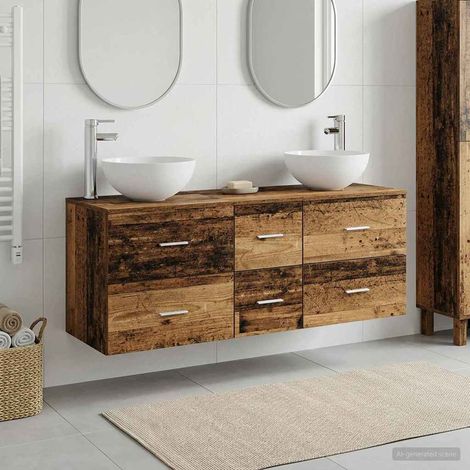 vidaXL Set di Armadi da Bagno 3 pz Legno antico 129 x 35 x 80 cm (1/5)