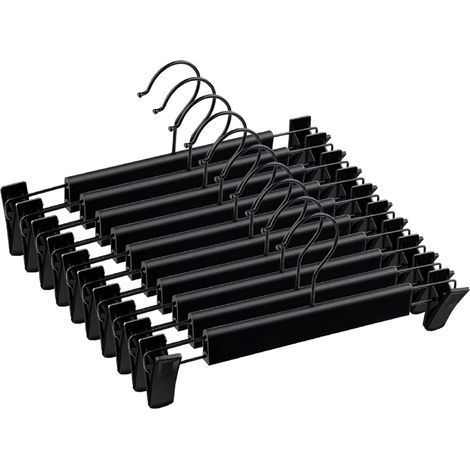 10 Pcs Cintres de Pantalon, Plastique et Métal Conception antidérapante, pour Jupes, Pantalons, Pantalons, Jeans (1/5)