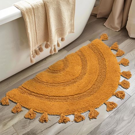 Tapis bain bohème – Orange – 20x30" – Crochet coton – Antidérapant (1/5)