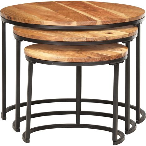 Maison Exclusive - Tables gigognes 3 pcs Bois d'acacia massif (1/5)