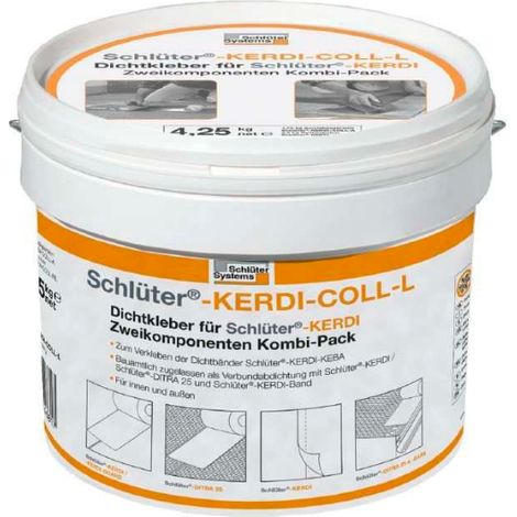 Schluter – Colle d’étanchéité bi-composant pour zones humides – Dispersion acrylique sans solvant – Collage natte KERDI et bandes KEBA – 4,25 Kg