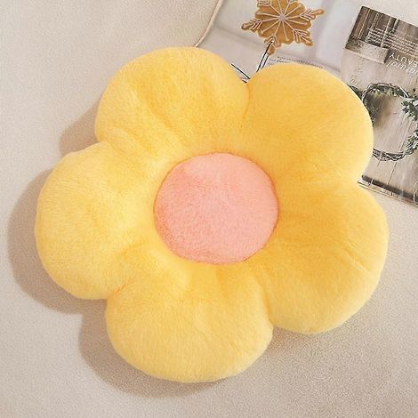 Coussin décoratif en forme de marguerite de 38 cm (15 po), coussin de sol mignon, coussin d'assise fleuri, coussin de sol fleuri pour la lecture et le visionnage (Jaune) (1/5)