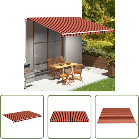 The Living Store Tissu de remplacement pour auvent Orange et marron 5x3,5 m - Tissus D'ombrage - Auvent De Jardin - Toile D'auvent - Parasol De Jardin - Protection Solaire (1/5)