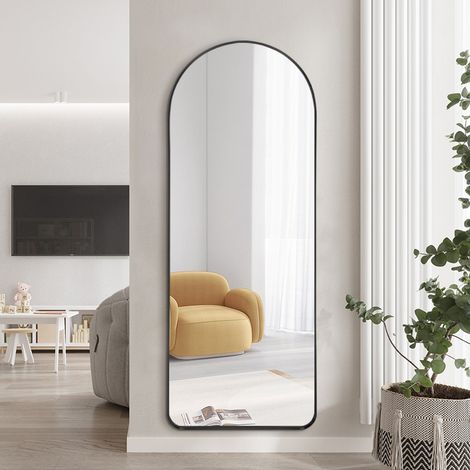 Specchio da muro parete con cornice nera 170x65cm design moderno Selur