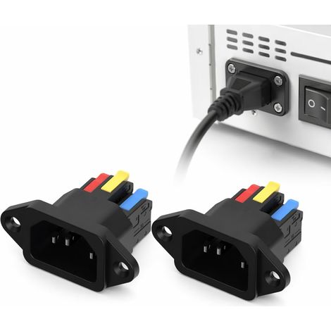 2 Prises IEC320 C14, 10A 250V Connecteur d'Alimentation CA à 3 Broches pour Montage sur Panneau, Adaptateur Modulaire pour PC, Serveurs et Imprimantes (1/5)