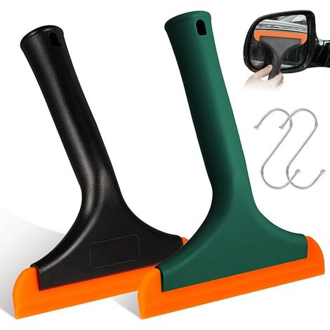 Lot de 2 raclettes de vitre en silicone - Pour fenêtre de voiture - Miroir de voiture - Vert foncé/noir (1/5)