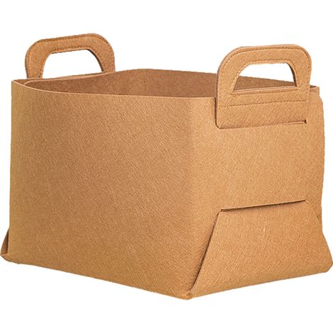 Panier de rangement pliable en feutre épais et élégant avec poignées, marron, taille S (18 x 13 x 3 cm / 7,1 x 5,1 x 1,2 po).
