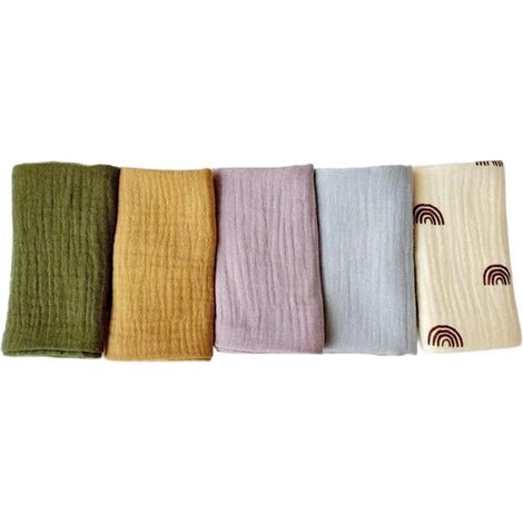 Set di 3 asciugamani viso in mussola per neonati - set di asciugamani per neonati - asciugamani viso e bagno 25 x 25 cm - asciugamani viso riutilizzabili per neonati - 100% cotone - morbidi e traspira (1/5)