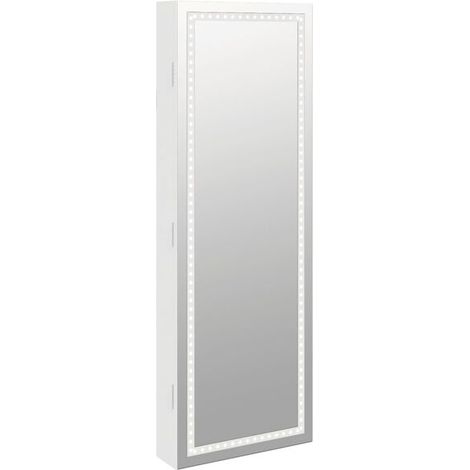 Armoire à bijoux avec miroir et applique murale LED blanche (1/5)