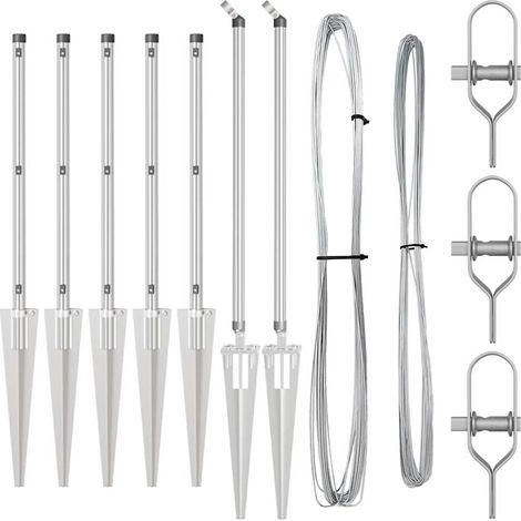Poteau de clôture. 7 pcs Argenté Acier (1/5)